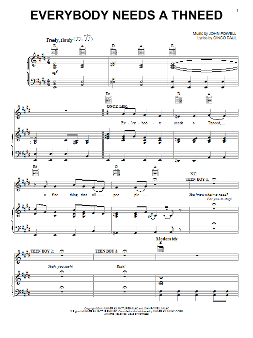 John Powell Everybody Needs A Thneed Sheet Music Pdf Notes