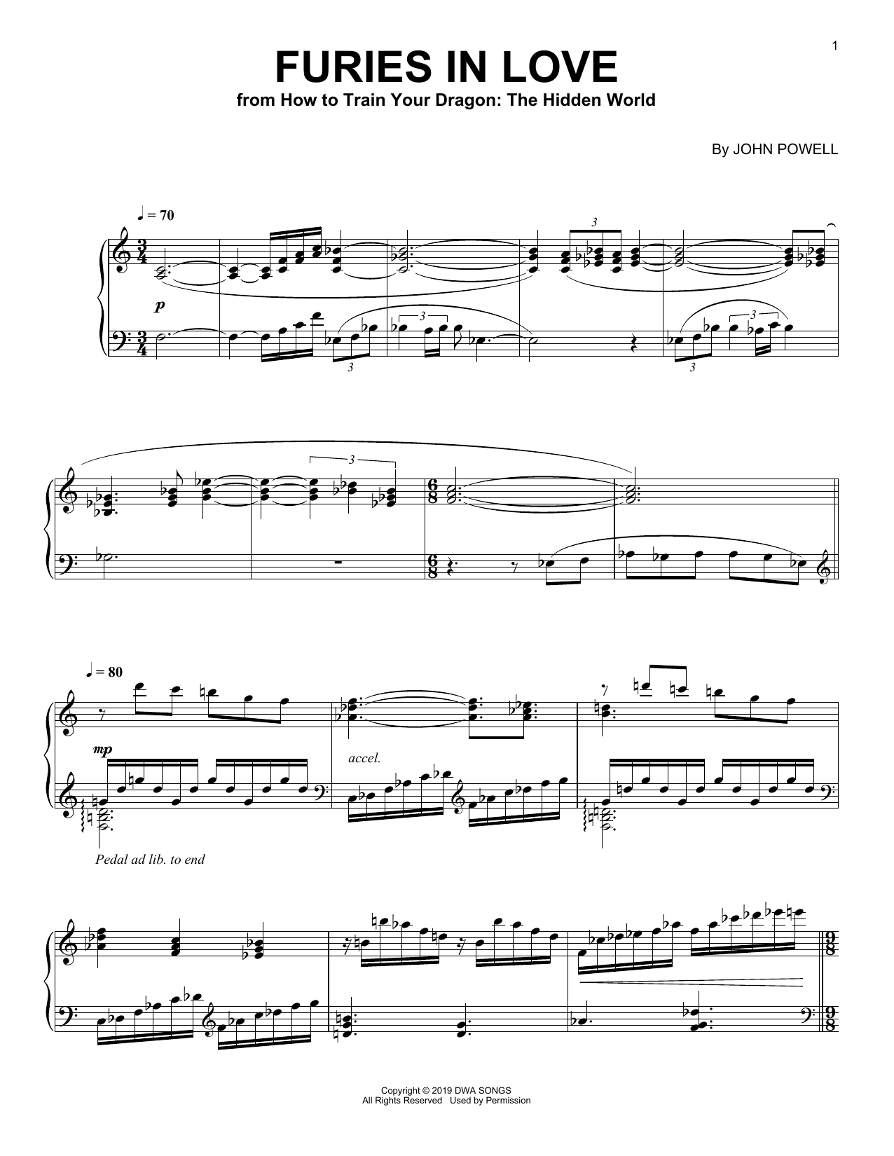 Learn to play John Powell Furies In Love (from How to Train Your Dragon: The Hidden World) sheet music for Easy Piano in minutes. Price: 6.9900$ John Powell Furies In Love (from How to Train Your Dragon: The Hidden World) sheet music notes and chords arranged for Easy Piano