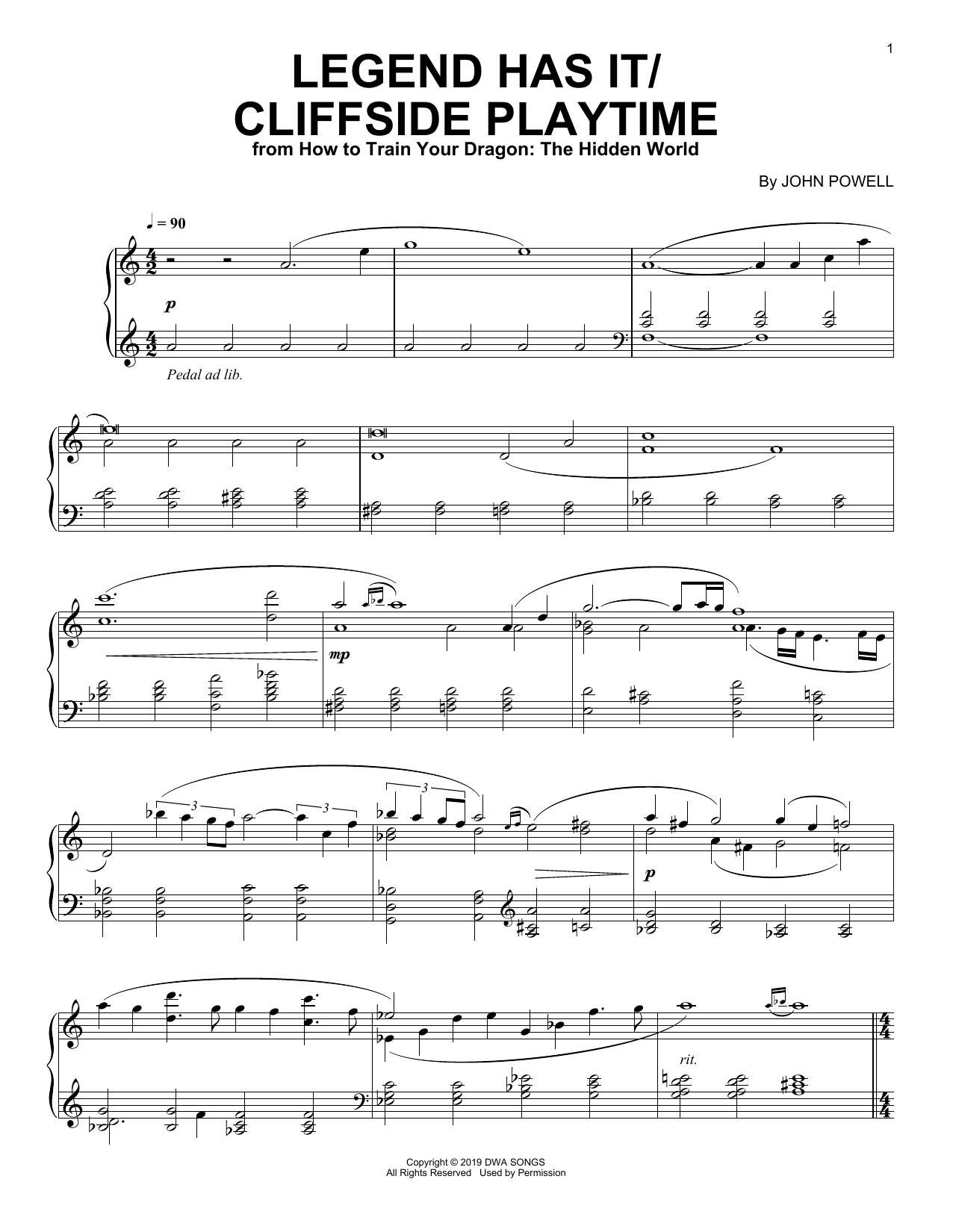 Learn to play John Powell Legend Has It/Cliffside Playtime (from How to Train Your Dragon: The Hidden World) sheet music for Piano Solo in minutes. Price: 6.9900$ John Powell Legend Has It/Cliffside Playtime (from How to Train Your Dragon: The Hidden World) sheet music notes and chords arranged for Piano Solo