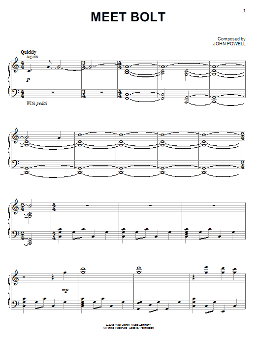 John Powell Meet Bolt sheet music notes and chords. Download Printable PDF.