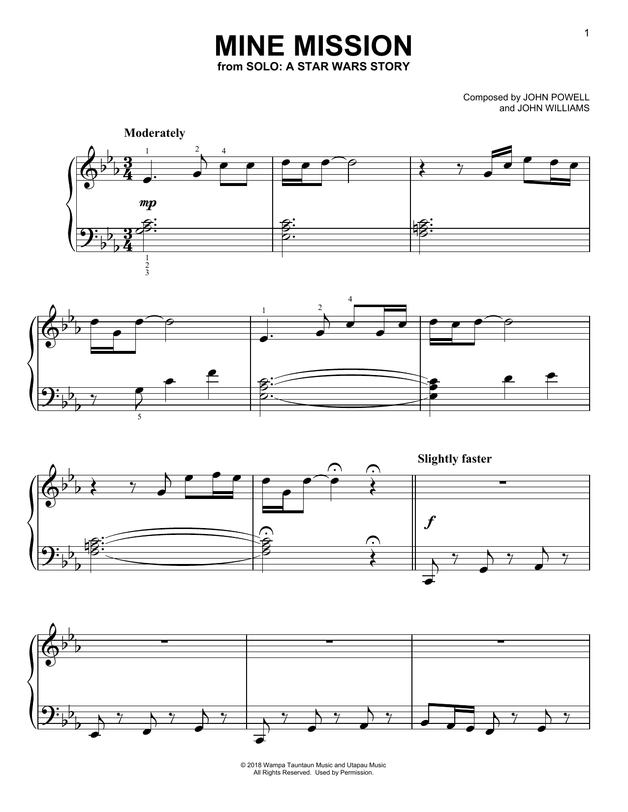 John Powell Mine Mission From Solo A Star Wars Story Sheet Music Pdf Notes Chords Classical Score Easy Piano Download Printable Sku 254288