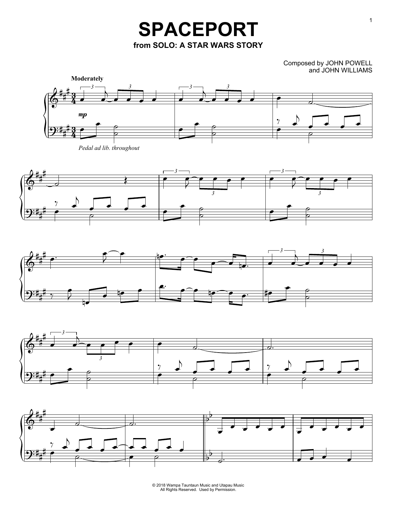 John Williams Spaceport sheet music notes and chords. Download Printable PDF.