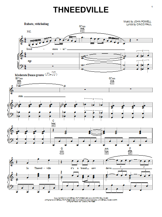 John Powell Thneedville sheet music notes and chords. Download Printable PDF.