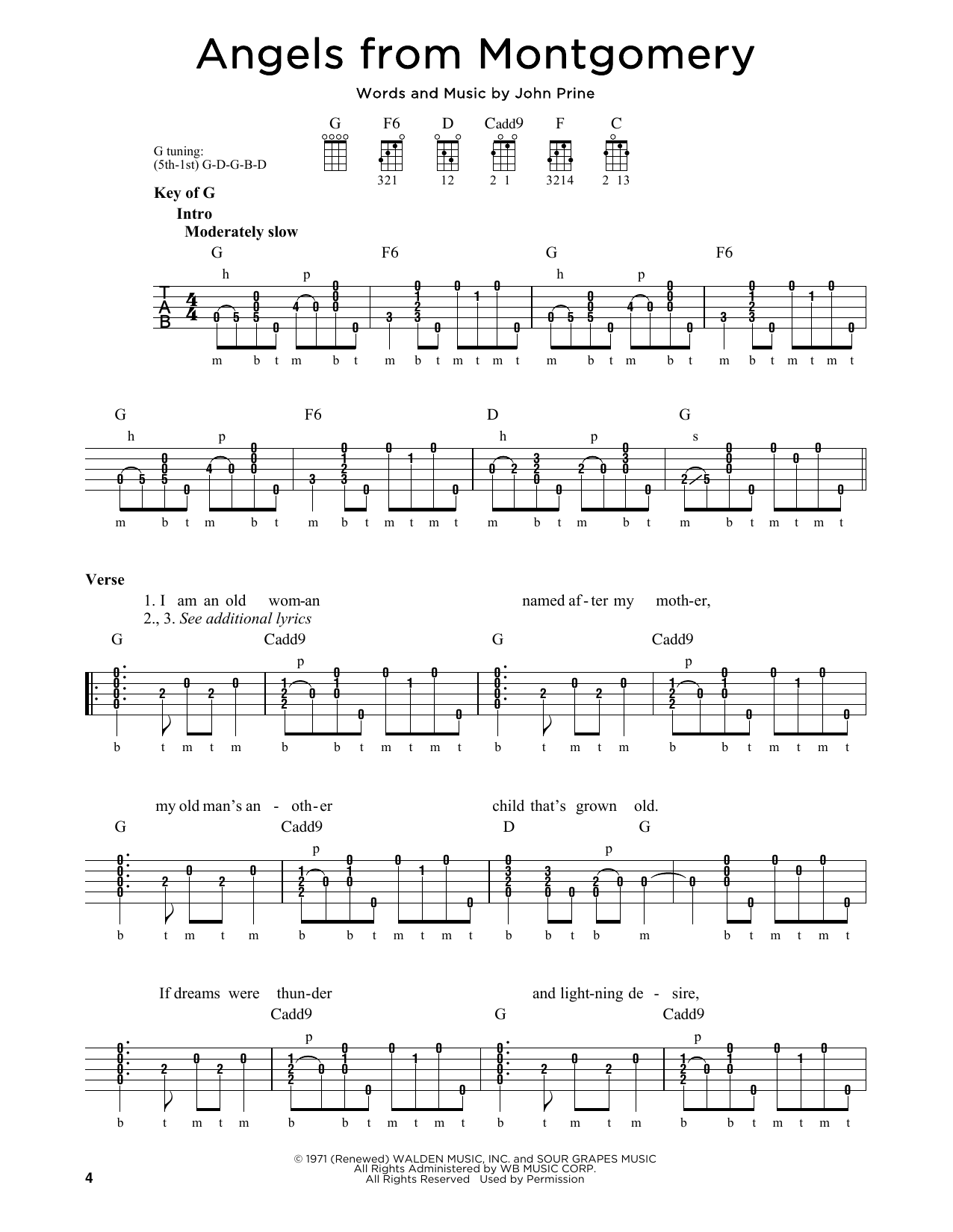 John Prine Angels From Montgomery sheet music notes and chords. Download Printable PDF.