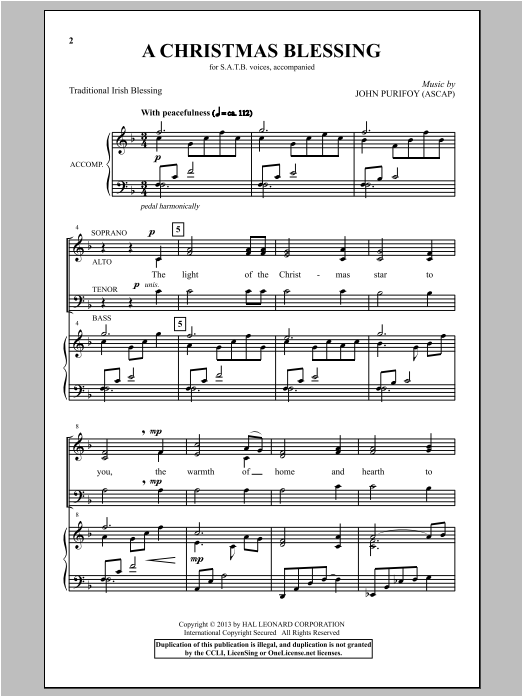 John Purifoy A Christmas Blessing sheet music notes and chords. Download Printable PDF.