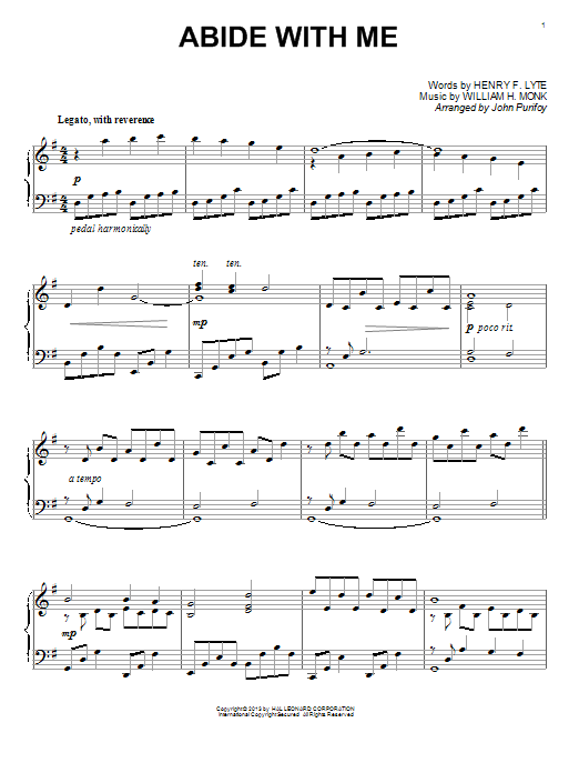 John Purifoy Abide With Me sheet music notes and chords. Download Printable PDF.