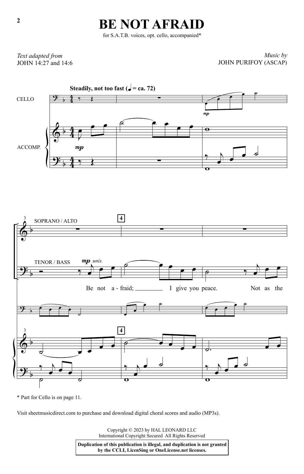 John Purifoy Be Not Afraid sheet music notes and chords. Download Printable PDF.