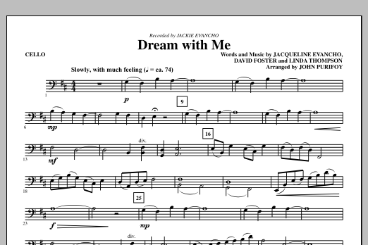 Learn to play John Purifoy Dream With Me - Cello sheet music for Choir Instrumental Pak in minutes. Price: 8.9900$ John Purifoy Dream With Me - Cello sheet music notes and chords arranged for Choir Instrumental Pak