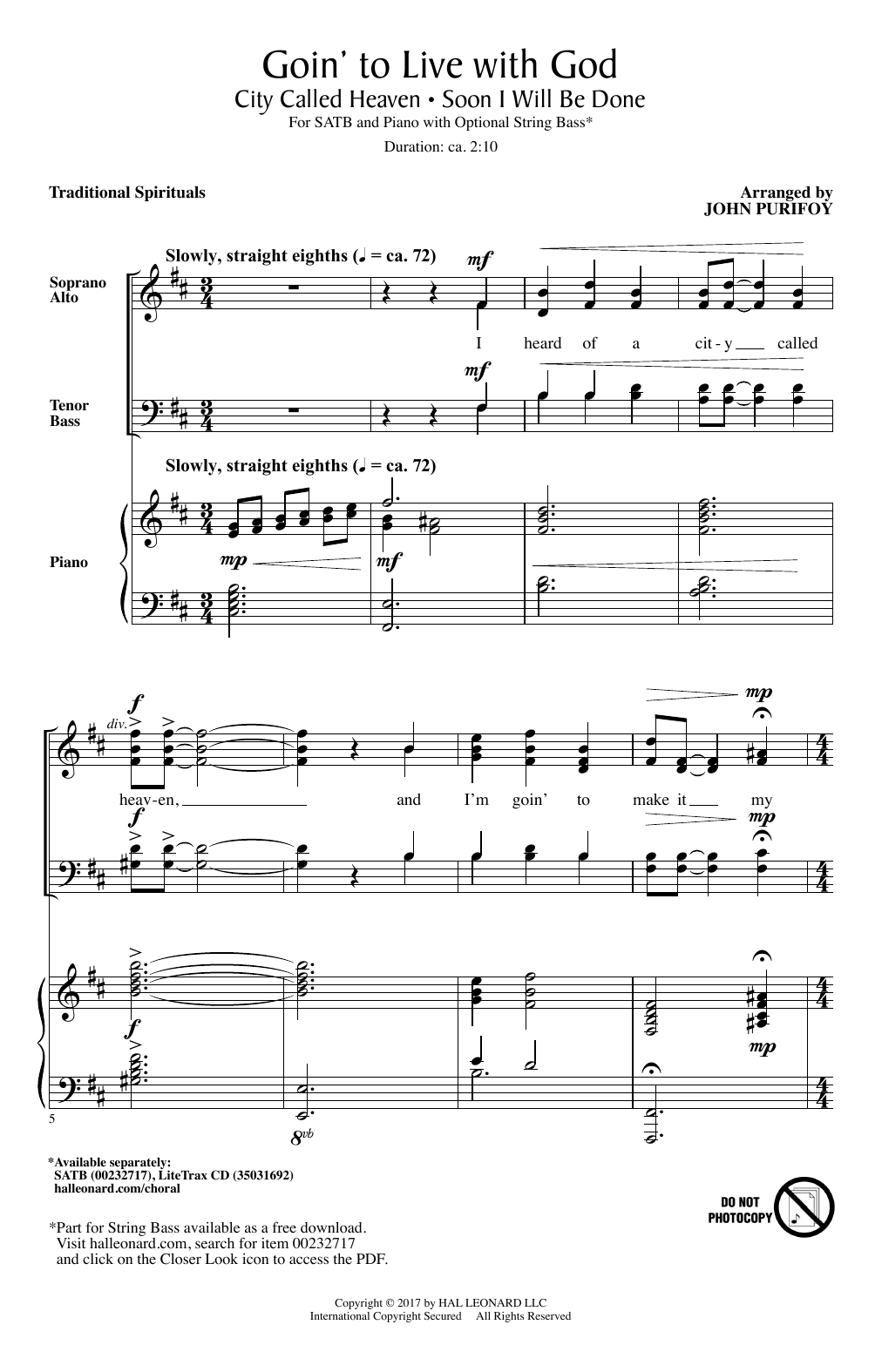 John Purifoy Goin' To Live With God sheet music notes and chords arranged for SATB Choir