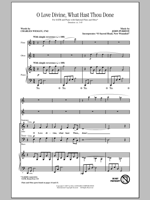 Learn to play John Purifoy O Love Divine, What Hast Thou Done sheet music for SATB Choir in minutes. Price: 3.9900$ John Purifoy O Love Divine, What Hast Thou Done sheet music notes and chords arranged for SATB Choir