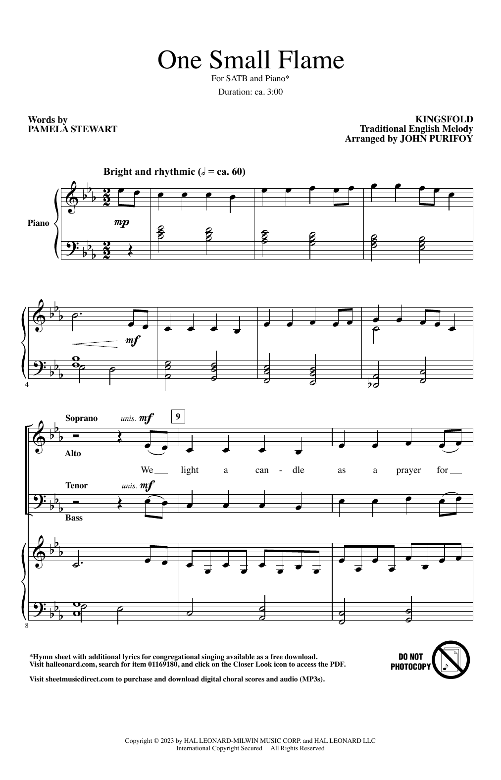 John Purifoy One Small Flame sheet music notes and chords. Download Printable PDF.