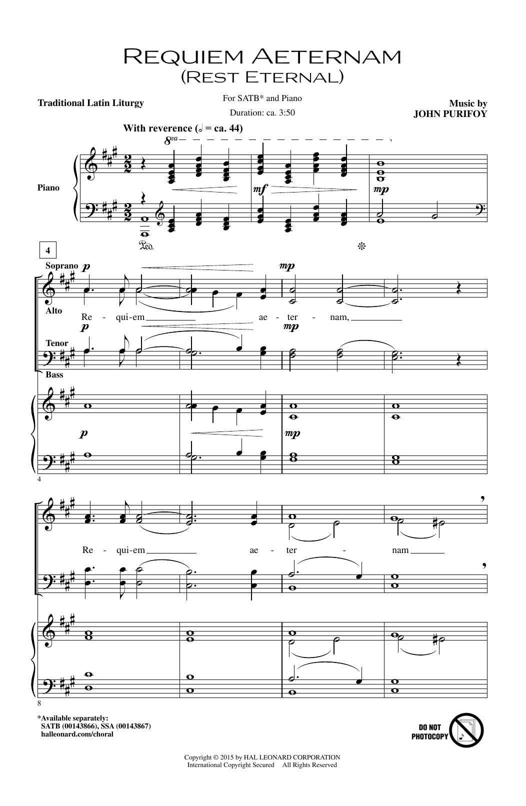 Learn to play John Purifoy Requiem Aeternam (Rest Eternal) sheet music for SSA Choir in minutes. Price: 3.9900$ John Purifoy Requiem Aeternam (Rest Eternal) sheet music notes and chords arranged for SSA Choir
