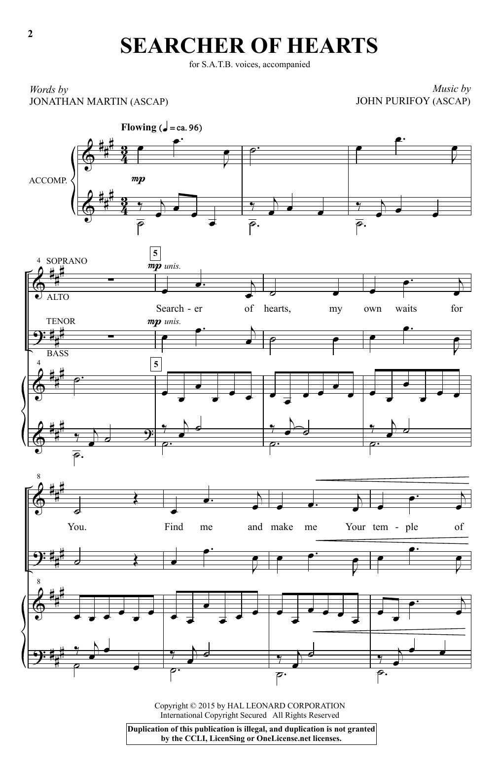 John Purifoy Searcher Of Hearts sheet music notes and chords. Download Printable PDF.