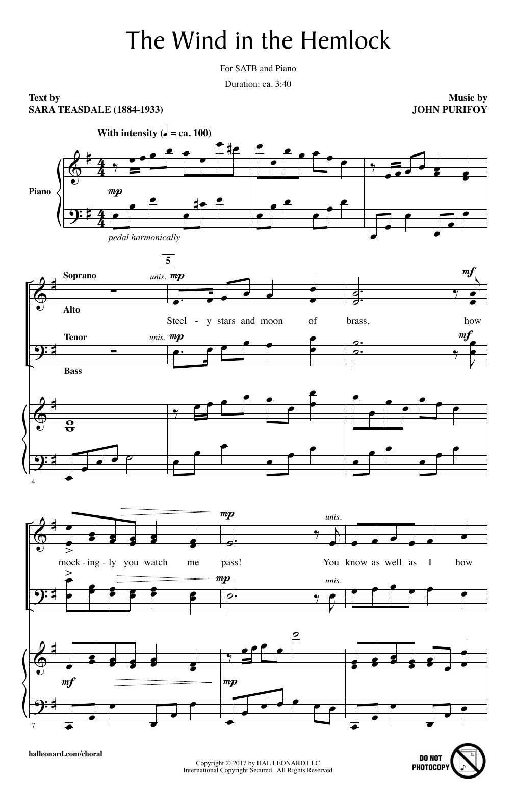 Learn to play John Purifoy The Wind In The Hemlock sheet music for SATB Choir in minutes. Price: 3.9900$ John Purifoy The Wind In The Hemlock sheet music notes and chords arranged for SATB Choir