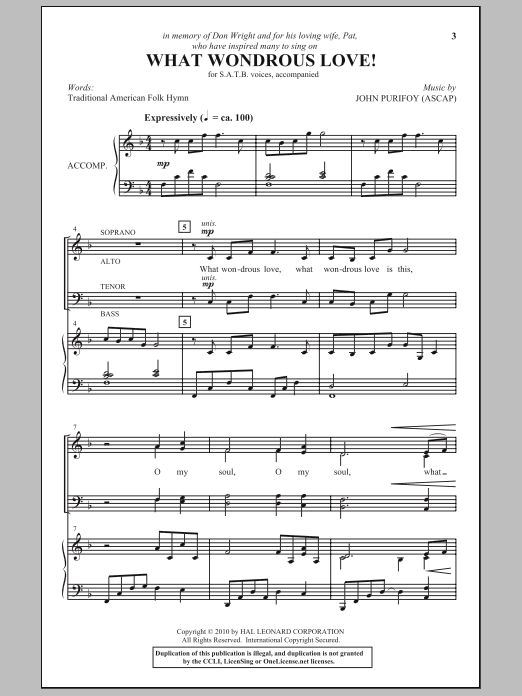 Learn to play John Purifoy What Wondrous Love! sheet music for SATB Choir in minutes. Price: 3.9900$ John Purifoy What Wondrous Love! sheet music notes and chords arranged for SATB Choir