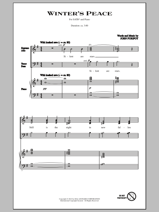 John Purifoy Winter's Peace sheet music notes and chords. Download Printable PDF.