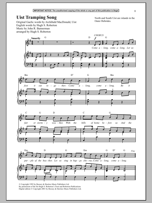 Learn to play John R. Bannerman Uist Tramping Song sheet music for Piano & Vocal in minutes. Price: 6.9900$ John R. Bannerman Uist Tramping Song sheet music notes and chords arranged for Piano & Vocal