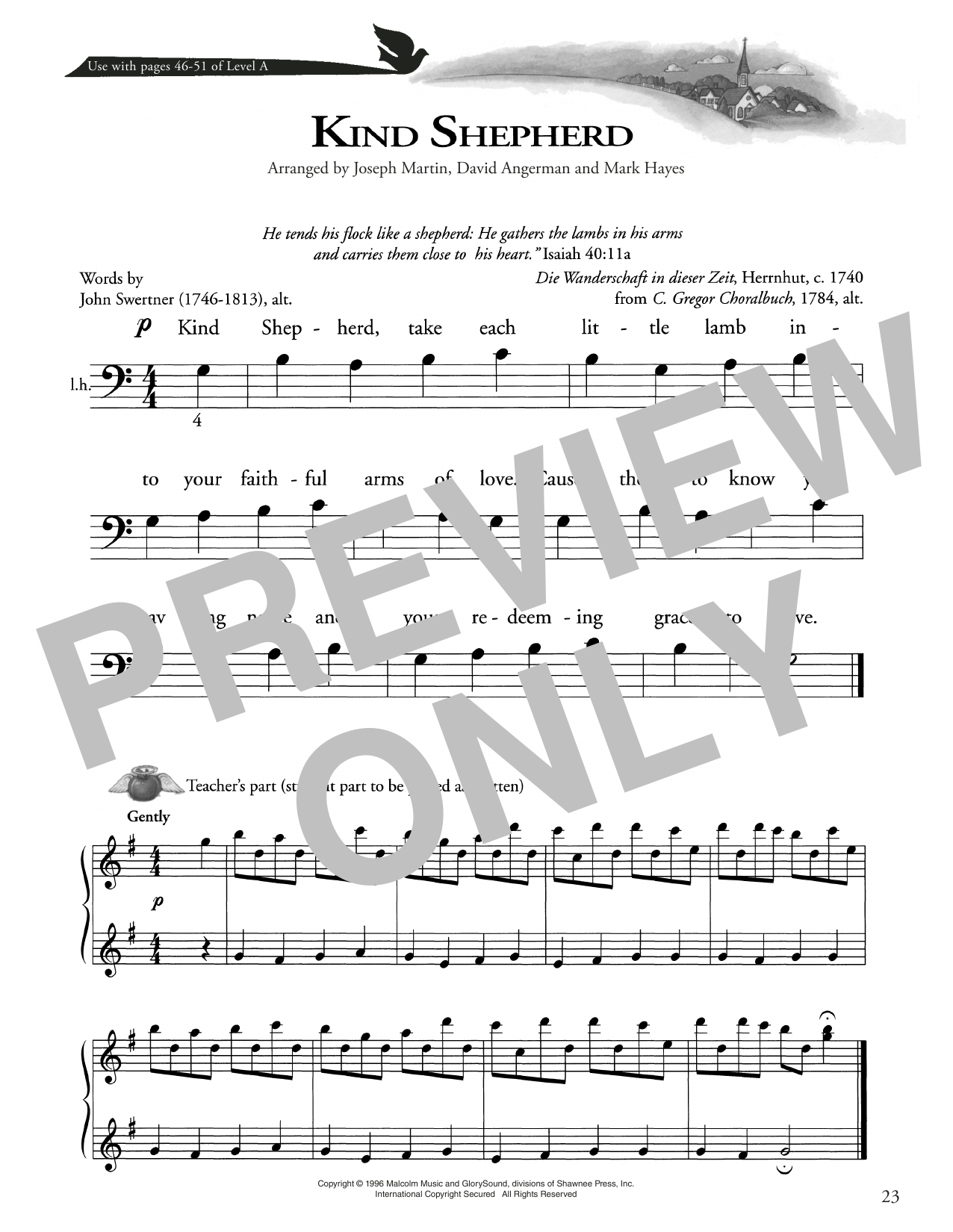 John Swertner Kind Shepherd sheet music notes and chords. Download Printable PDF.