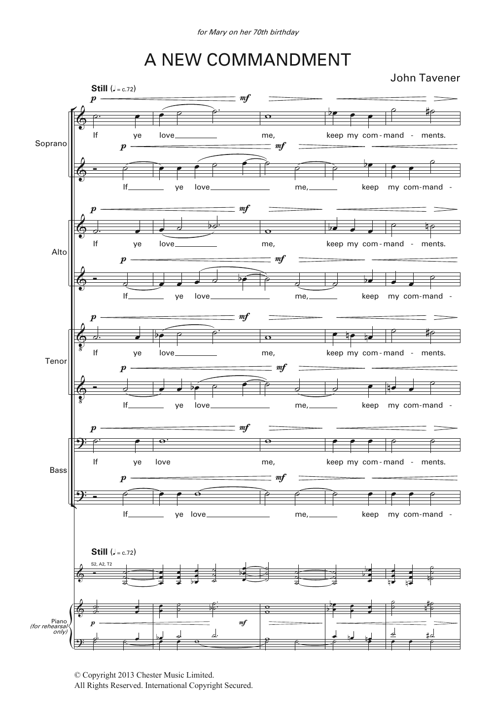 John Tavener 'A New Commandment' Sheet Music, Chords & Lyrics ...