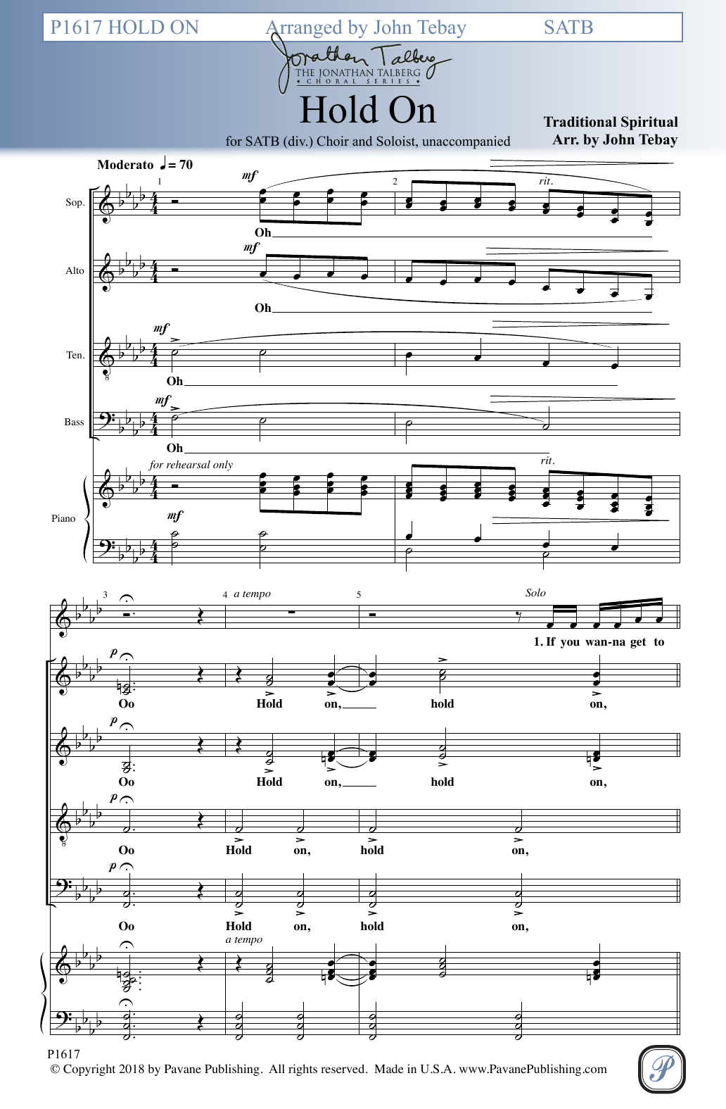 John Tebay Hold On sheet music notes and chords. Download Printable PDF.