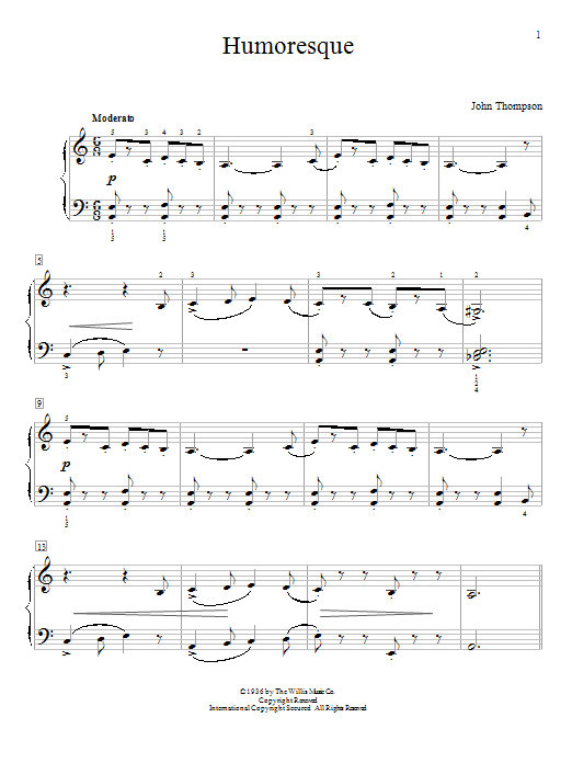 John Thompson Humoresque sheet music notes and chords. Download Printable PDF.