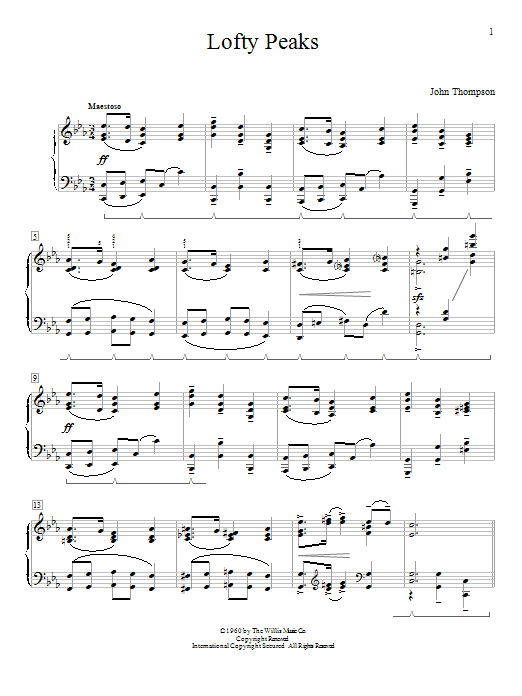 Learn to play John Thompson Lofty Peaks sheet music for Educational Piano in minutes. John Thompson Lofty Peaks sheet music notes and chords. Download Printable PDF.