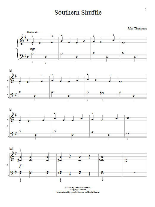 John Thompson Southern Shuffle sheet music notes and chords. Download Printable PDF.