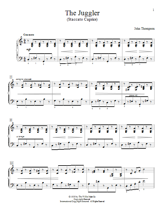 John Thompson The Juggler sheet music notes and chords. Download Printable PDF.