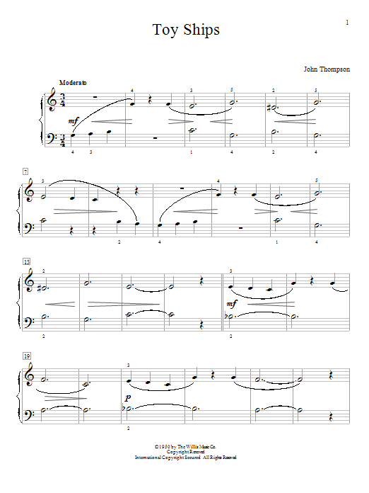 John Thompson Toy Ships sheet music notes and chords. Download Printable PDF.