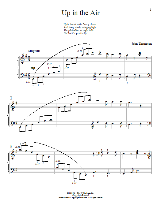 Learn to play John Thompson Up In The Air sheet music for Educational Piano in minutes. John Thompson Up In The Air sheet music notes and chords. Download Printable PDF.