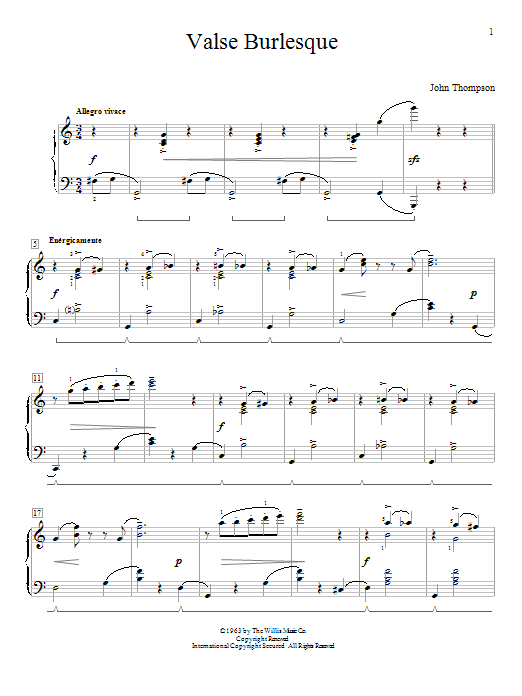 John Thompson Valse Burlesque sheet music notes and chords. Download Printable PDF.