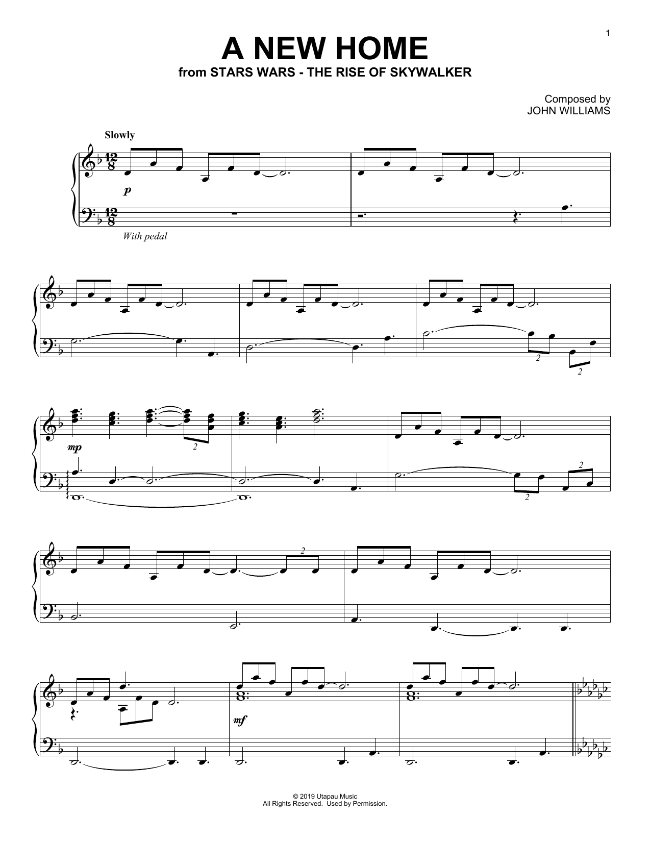 John Williams A New Home From The Rise Of Skywalker Sheet Music Pdf Notes Chords Disney Score Piano Solo Download Printable Sku 445355