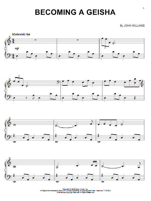 John Williams Becoming A Geisha sheet music notes and chords. Download Printable PDF.