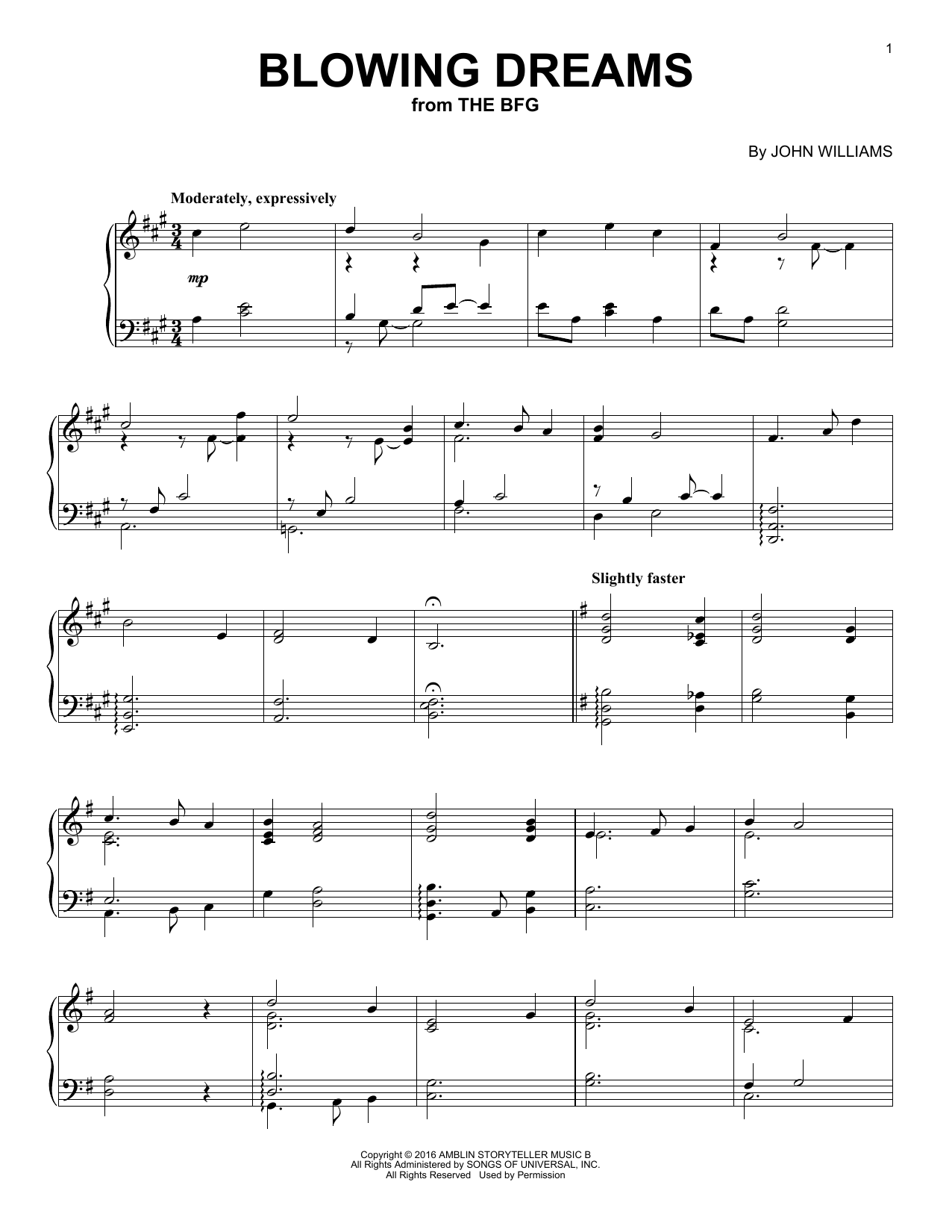 John Williams Blowing Dreams sheet music notes and chords. Download Printable PDF.