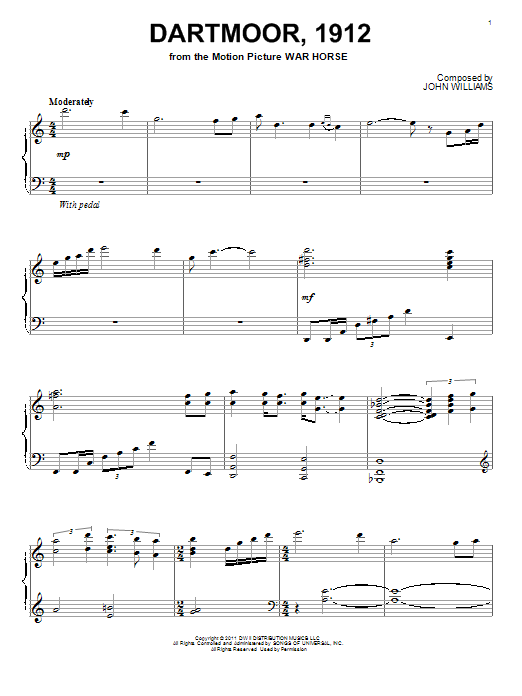 John Williams Dartmoor, 1912 sheet music notes and chords. Download Printable PDF.