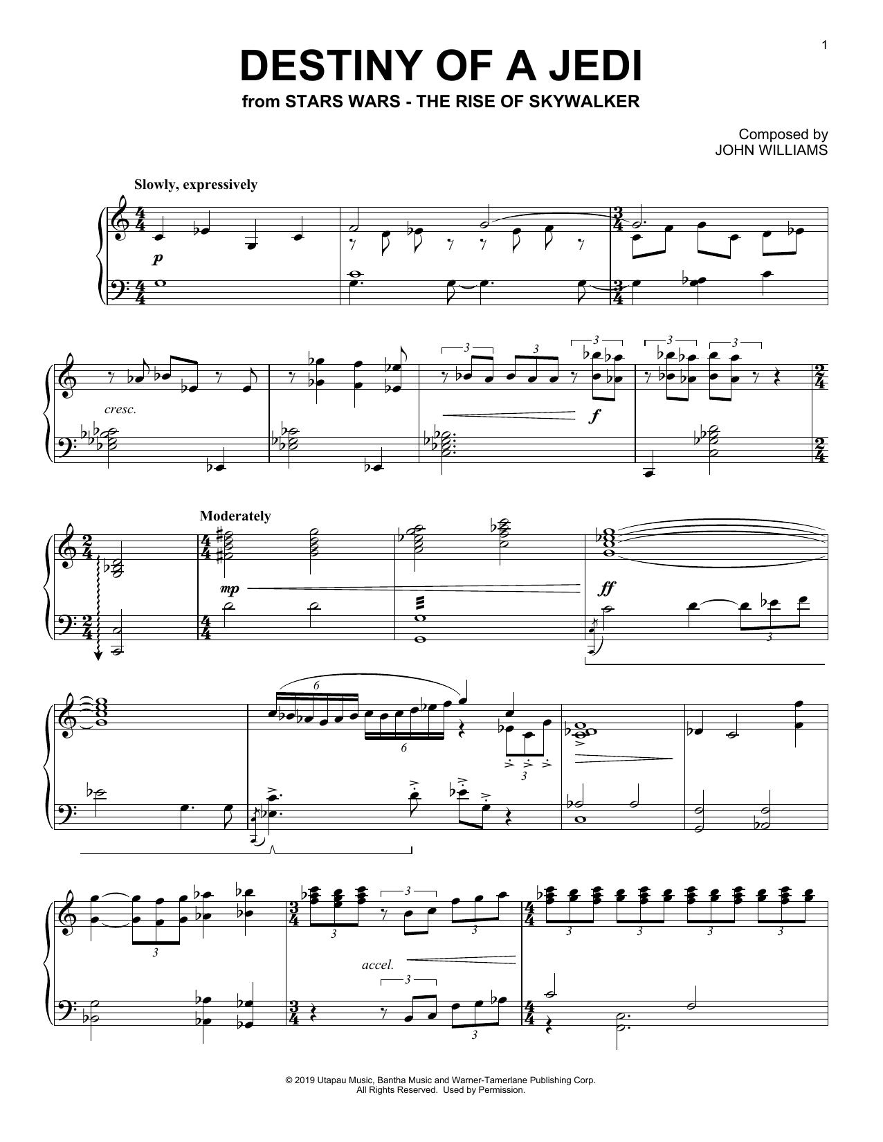Learn to play John Williams Destiny Of A Jedi (from The Rise Of Skywalker) sheet music for Easy Piano in minutes. Price: 6.9900$ John Williams Destiny Of A Jedi (from The Rise Of Skywalker) sheet music notes and chords arranged for Easy Piano
