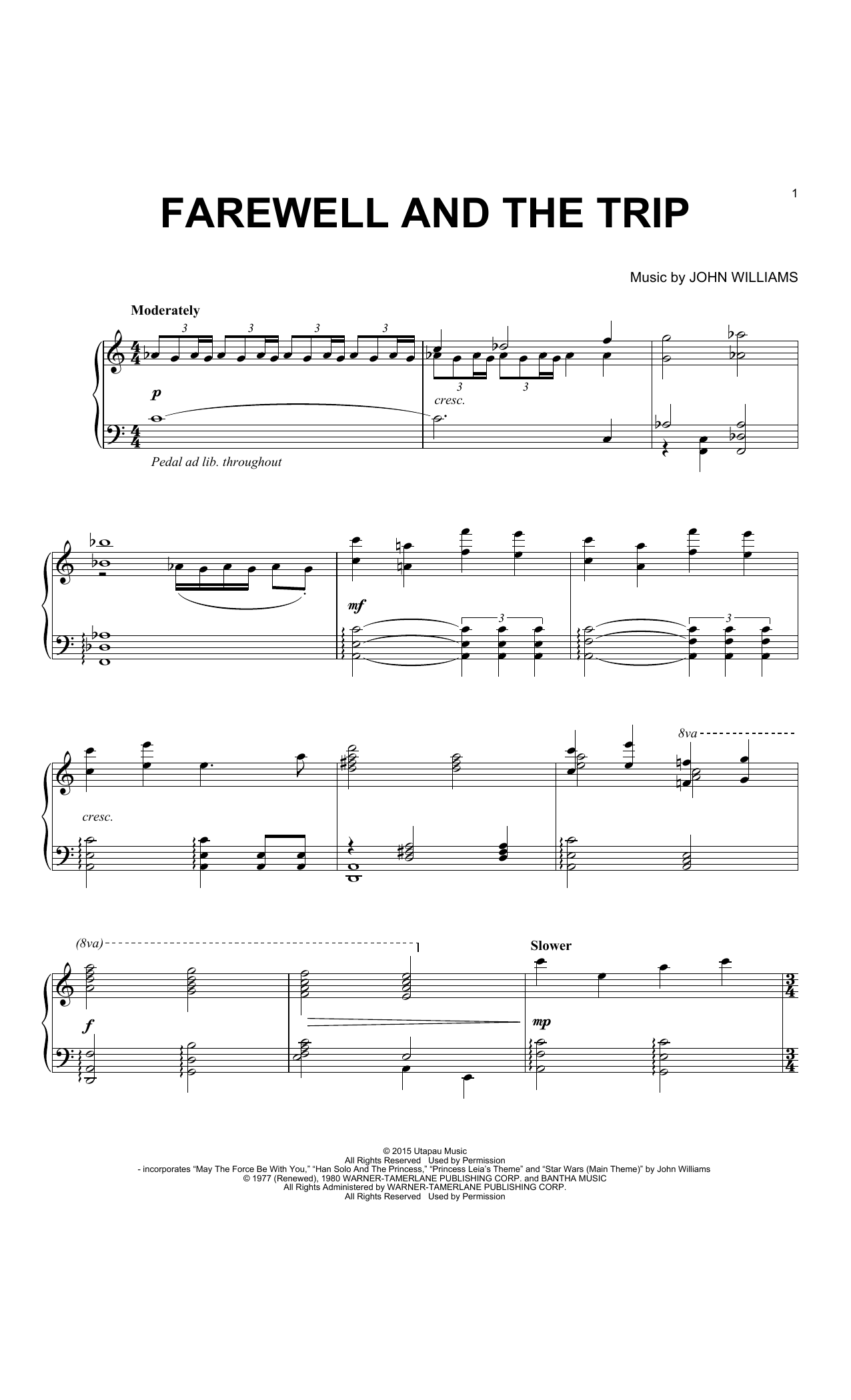 Learn to play John Williams Farewell And The Trip sheet music for Easy Piano in minutes. Price: 6.9900$ John Williams Farewell And The Trip sheet music notes and chords arranged for Easy Piano