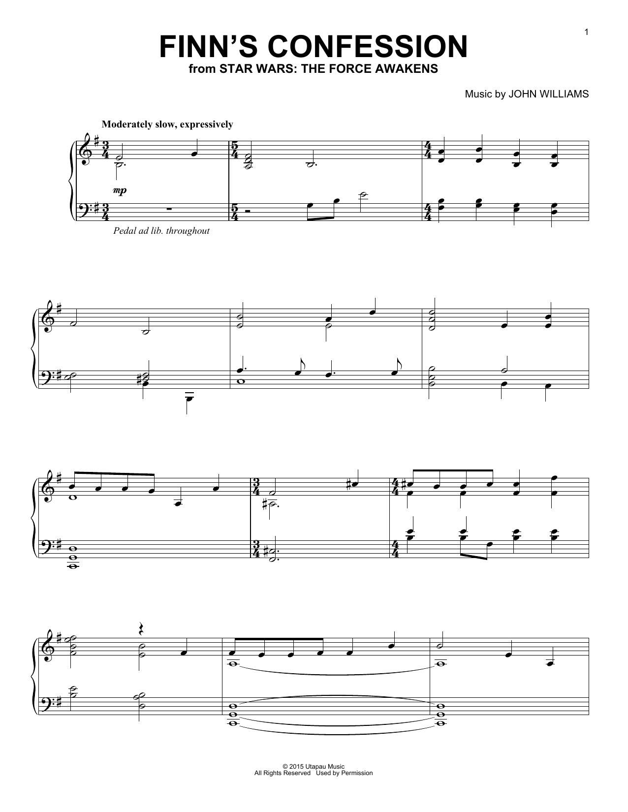 John Williams Finn's Confession sheet music notes and chords. Download Printable PDF.