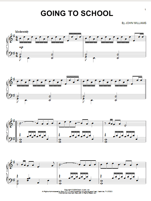 John Williams "Going To School" Sheet Music PDF Notes, Chords | Film/TV  Score Piano Solo Download Printable. SKU: 54698