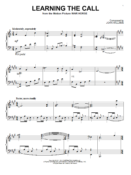 John Williams Learning The Call sheet music notes and chords. Download Printable PDF.