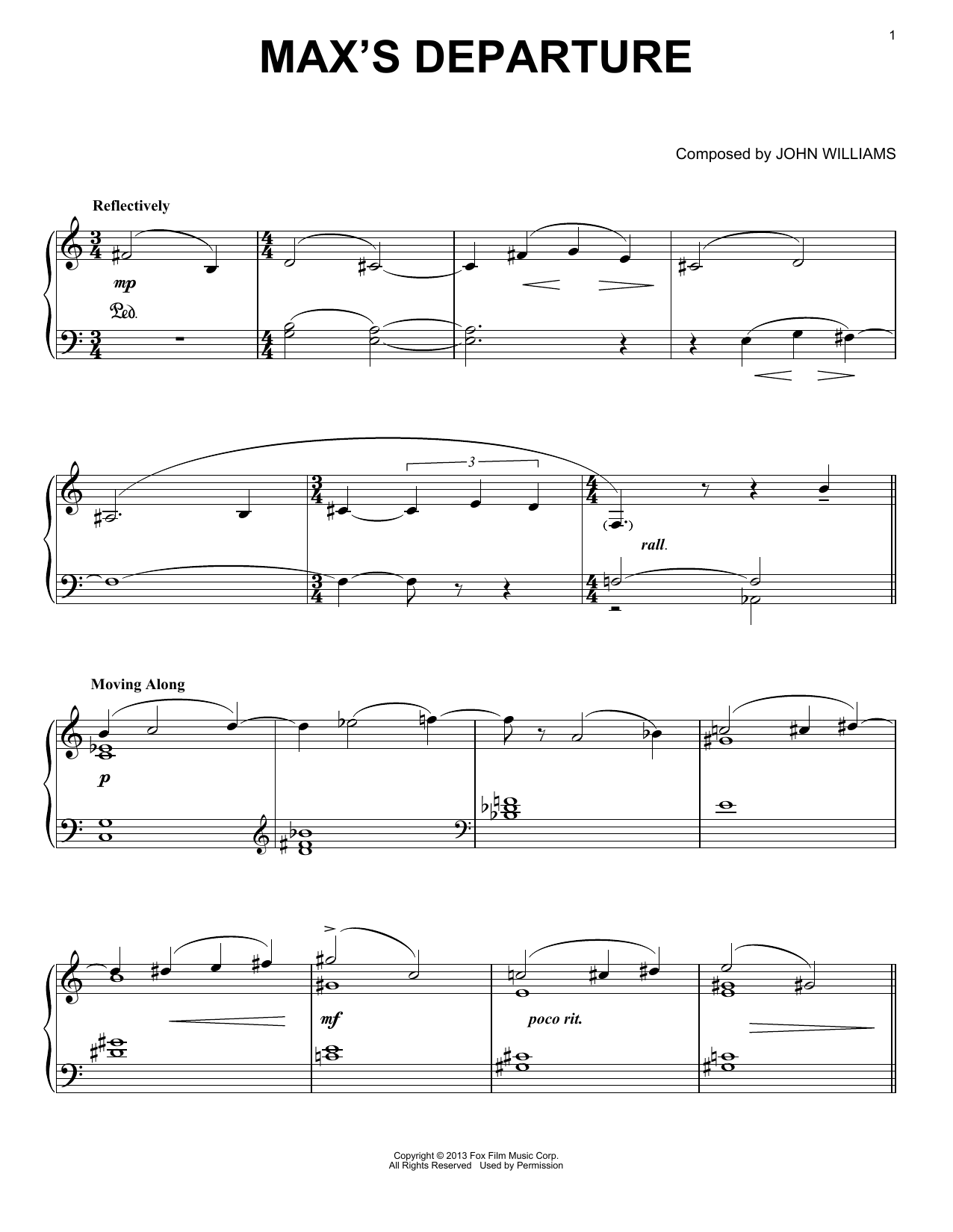 John Williams Max's Departure sheet music notes and chords. Download Printable PDF.