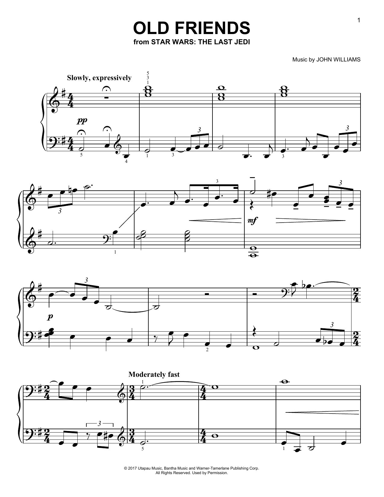 John Williams Old Friends sheet music notes and chords. Download Printable PDF.