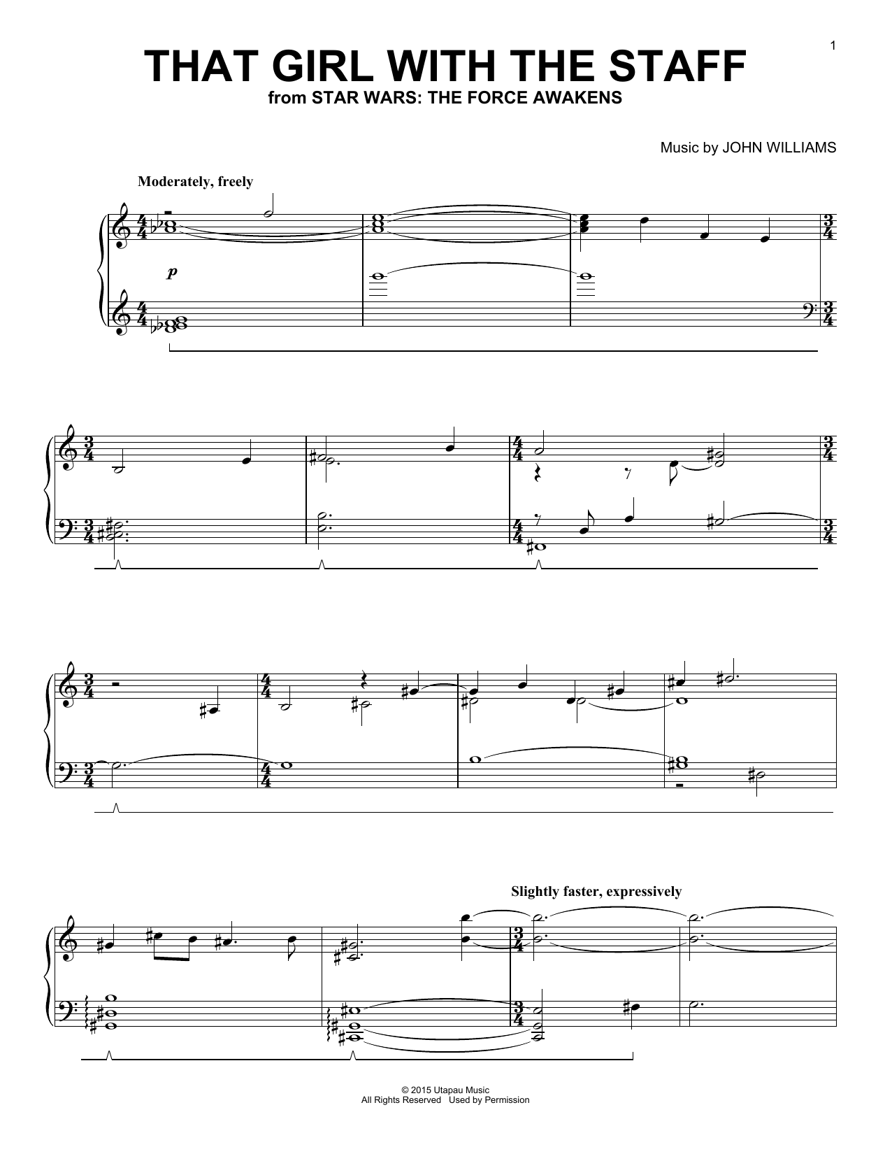 Learn to play John Williams That Girl With The Staff sheet music for Easy Piano in minutes. Price: 6.9900$ John Williams That Girl With The Staff sheet music notes and chords arranged for Easy Piano