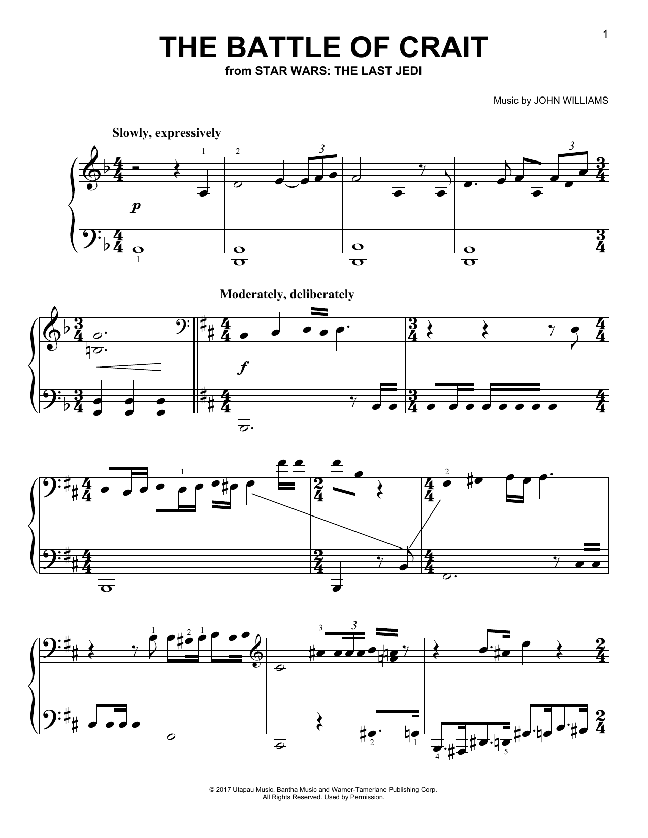 Learn to play John Williams The Battle Of Crait sheet music for Piano Solo in minutes. Price: 6.9900$ John Williams The Battle Of Crait sheet music notes and chords arranged for Piano Solo