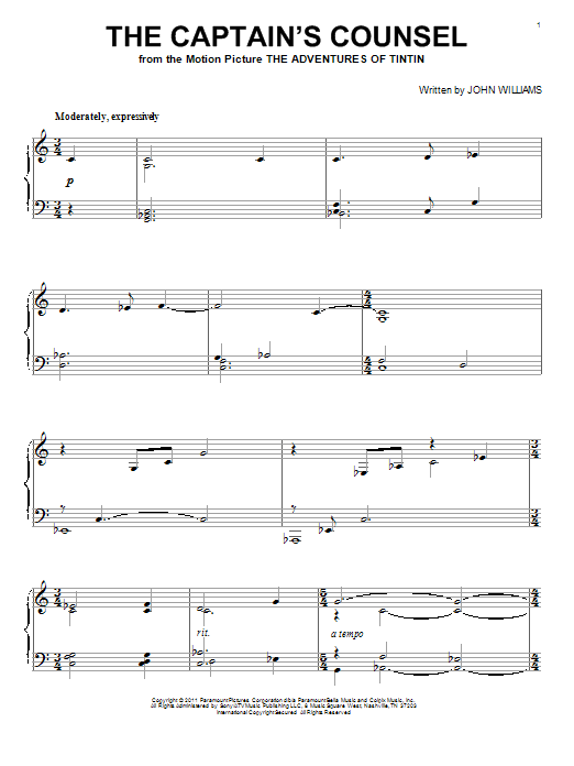 Learn to play John Williams The Captain's Counsel sheet music for Piano Solo in minutes. John Williams The Captain's Counsel sheet music notes and chords. Download Printable PDF.