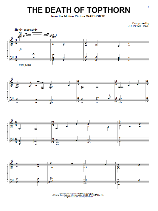 Learn to play John Williams The Death Of Topthorn sheet music for Piano Solo in minutes. John Williams The Death Of Topthorn sheet music notes and chords. Download Printable PDF.