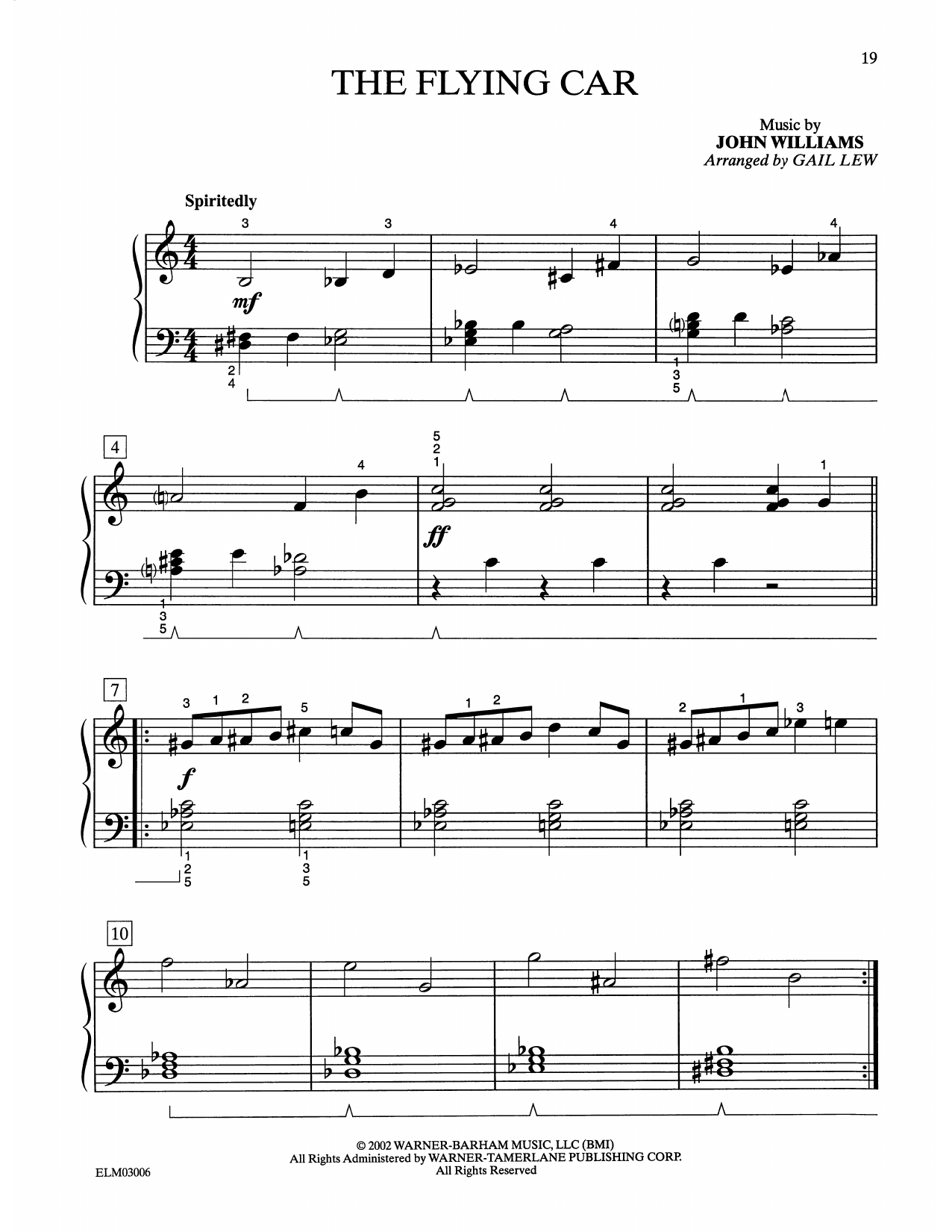 Learn to play John Williams The Flying Car (from Harry Potter) (arr. Gail Lew) sheet music for Easy Piano in minutes. Price: 6.9900$ John Williams The Flying Car (from Harry Potter) (arr. Gail Lew) sheet music notes and chords arranged for Easy Piano