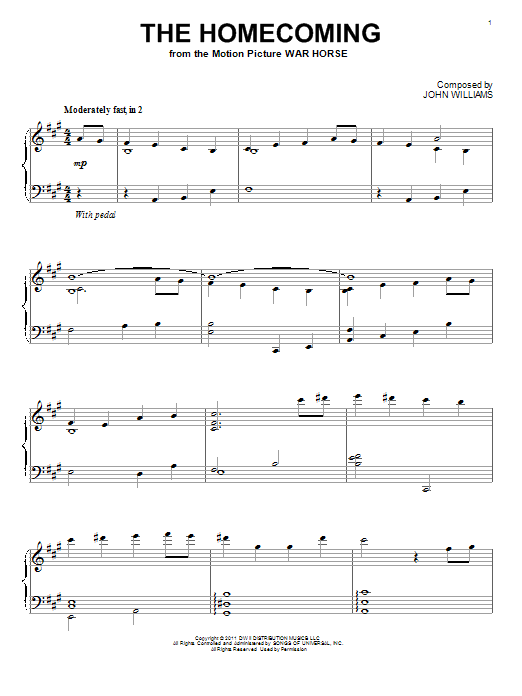 John Williams The Homecoming sheet music notes and chords. Download Printable PDF.