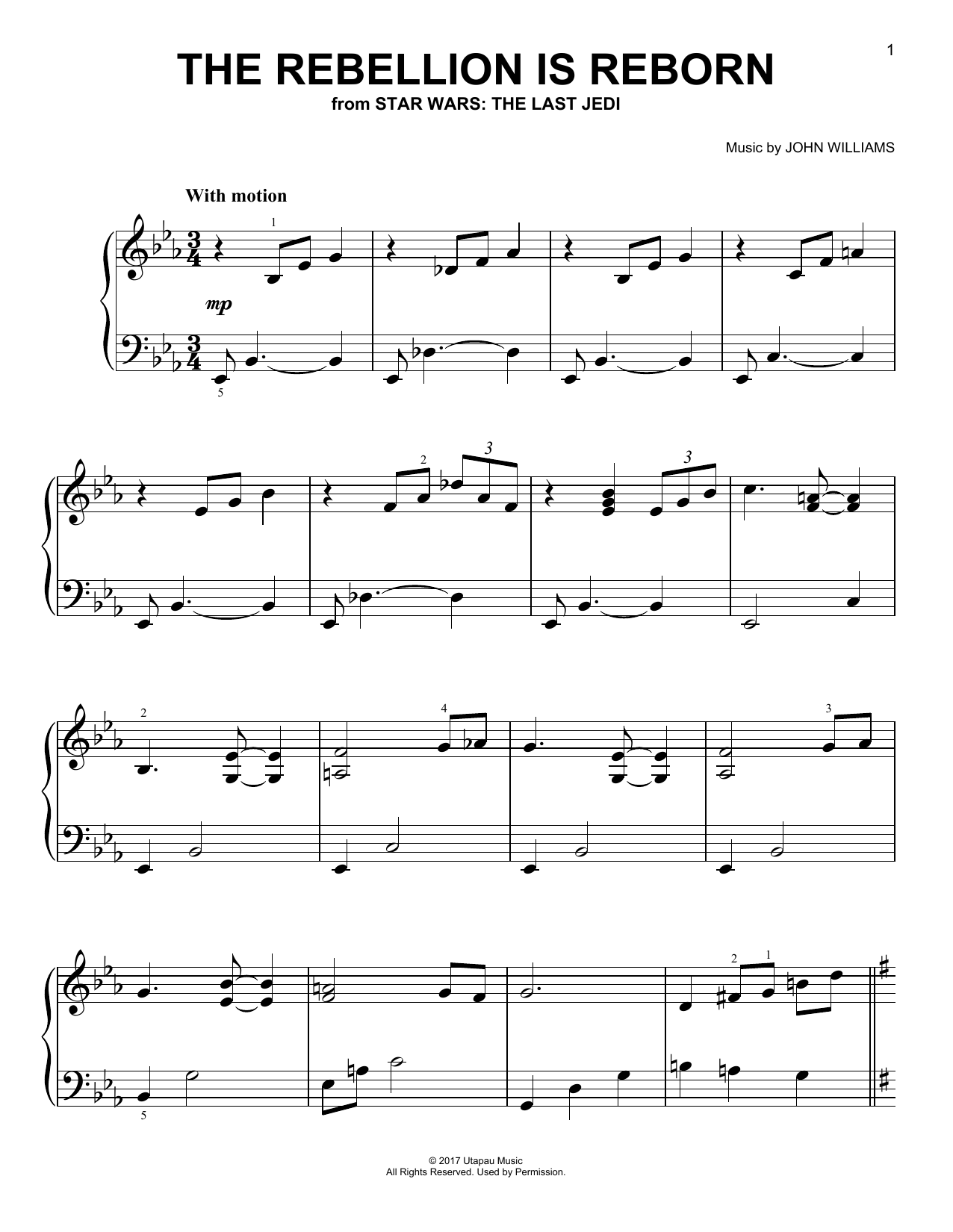 Learn to play John Williams The Rebellion Is Reborn sheet music for Easy Piano in minutes. Price: 6.9900$ John Williams The Rebellion Is Reborn sheet music notes and chords arranged for Easy Piano