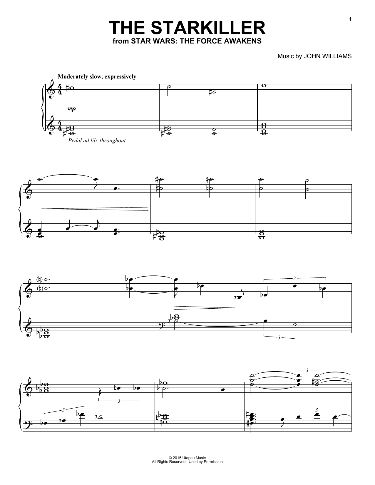 John Williams The Starkiller sheet music notes and chords. Download Printable PDF.